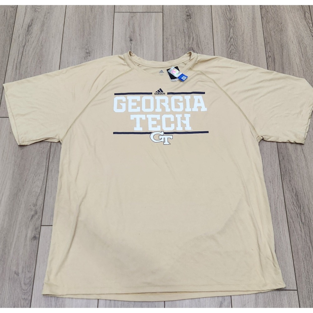 Adidas Georgia Tech Yellow Jackets Climalite Dri-fit Shirt Men 2XL Gold NCAA NWT